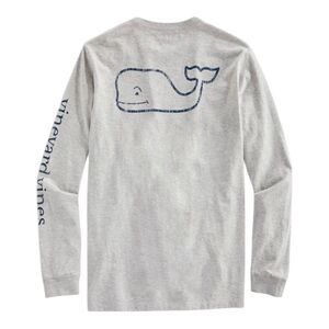 Vineyard Vines Men’s  Gray Whale Long Sleeve 100% Cotton Tee Shirt Size Medium